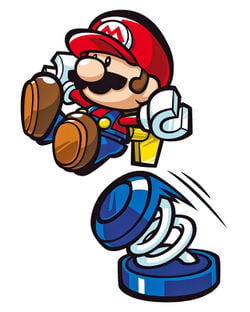 A Mini Mario using a Blue Spring.