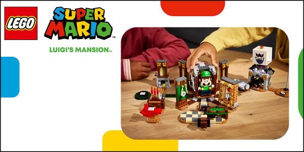 Banner from a Play Nintendo opinion poll on characters featured in LEGO Super Mario Luigi's Mansion expansion sets