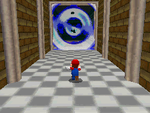 Mario entering the portal of Dire, Dire Docks