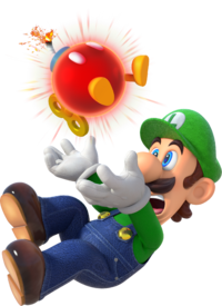 Artwork of Luigi and a Bob-omb from Super Mario Party