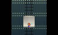 Mario riding the Flipside Tower elevator in Super Paper Mario.