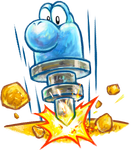 Artwork of Jackhammer Yoshi, from Yoshi's New Island.