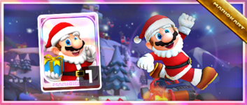 Mario (Santa) from the Spotlight Shop in the 2022 Holiday Tour in Mario Kart Tour