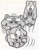 Artwork of the Three Little Pigheads from Super Mario Land 2 - 6 Golden Coins