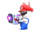 Rabbid Mario with a weapon