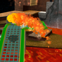 Squared screenshot of a lava burst from Super Mario Galaxy.