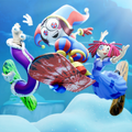 Artwork of Pomni, Kinger, and Ragatha based on artwork of Mario, Luigi, and Peach from SSX on Tour.