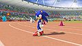 Sonic after completing the 100m.