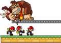Donkey Kong and Pauline above some Mini Marios