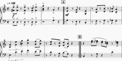 Sheet music for the introduction and A section of the Ground Theme from Super Mario Bros.