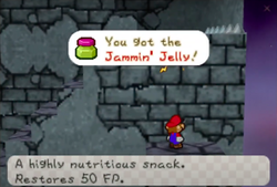 Mario obtains the Jammin' Jelly from Bowser's Castle in Paper Mario