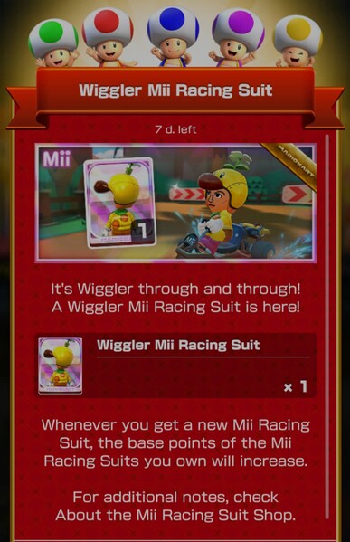 File:MKT Tour100 Mii Racing Suit Shop Wiggler.jpg