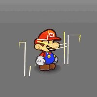 Mario with the Electrified status effect in Super Paper Mario.