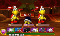 Screenshot of World 7-5, from Puzzle & Dragons: Super Mario Bros. Edition.