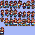 Several sprites of Mario using a different palette.