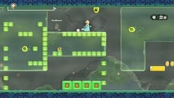A green variant of a Shikaku Trampoline found in the Mysterious! Maze Race attraction within Dizzy Dash Sprint in Super Mario Bros. Wonder – Nintendo Switch 2 Edition + Meetup in Bellabel Park.