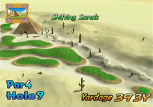 Hole 9 of Shifting Sands from Mario Golf: Toadstool Tour