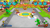 A 3-on-3 Dodgeball match in Mario Sports Mix.