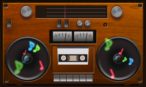 Music option in the Records section of the remake's suitcase. Here, only the upper screen is shown, without the list of songs.