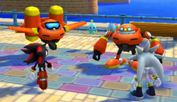 Shadow and Silver confront an Egg Flapper and an Egg Pawn