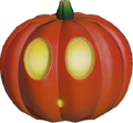 Model of a Jack-o'-lantern with a Shy Guy's face from Mario Kart Tour