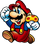 Artwork of Mario with a Super Mushroom in Super Mario Bros.