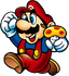Artwork of Mario with a Super Mushroom in Super Mario Bros.