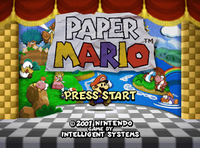 The title screen for the North American version of Paper Mario.