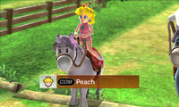 Princess Peach riding on a horse in Beginner/Intermediate difficulty from Mario Sports Superstars