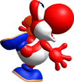 Red Yoshi throwing a Yoshi Egg