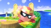 Kirby after obtaining Captain Falcon's copy ability in Super Smash Bros. Ultimate
