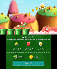 Smiley Flower 1: The first Smiley Flower is floating above the first two enemies at the start of the level.