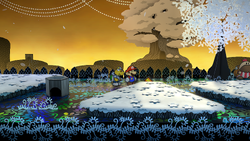 Mario near the Inn Coupon in Boggly Woods of Paper Mario: The Thousand-Year Door for Nintendo Switch.