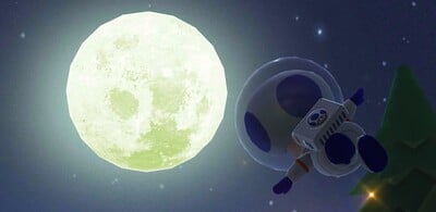 Wii Moonview Highway: Toad (Astronaut) facing the moon