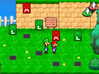 Mario and Luigi found many M Blocks and L Blocks in Mario & Luigi: Partners in Time