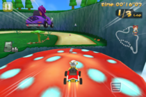 Screenshot of Mole Kart, an iOS knockoff of the Mario Kart series.