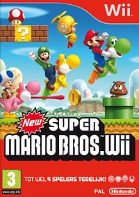Dutch version of New Super Mario Bros. Wii box art.