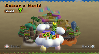 World 7 on the world select screen from New Super Mario Bros. Wii