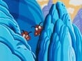 The Goombas peeking behind a rock