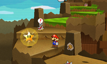 Screenshot of a Super Star in Whammino Mountain, from Paper Mario: Sticker Star.
