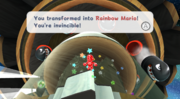 With the Rainbow Star, Mario can transform to his Rainbow Form.