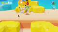 Some Cheese Rocks being broken by a captured Hammer Bro in Super Mario Odyssey