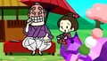 A brainwashed squirrel snatching a dango skewer from a powerful landowner