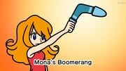 Mona drawing her boomerang