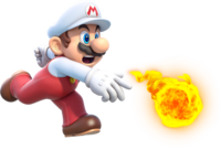 Artwork of Fire Mario from Super Mario 3D World.