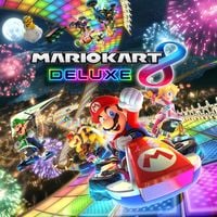 Artwork used on the box of Mario Kart 8 Deluxe.