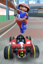 Mario (Racing) performing a trick.