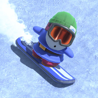 A Snowboarding Shy Guy in Mario Kart World