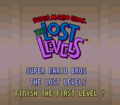 The screen giving players instructions for the Super Mario Bros.: The Lost Levels part of the game