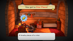 Mario getting the Star Piece in General White's house in the remake of the Paper Mario: The Thousand-Year Door for the Nintendo Switch.